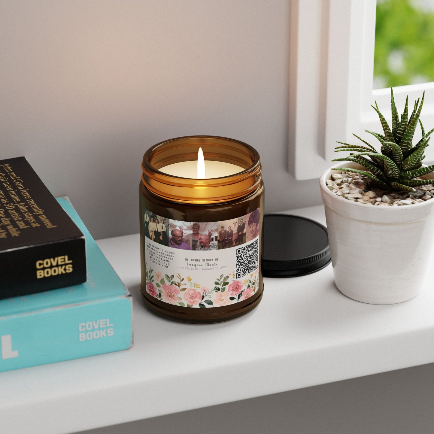 Memorial Soy Candle with Photo & QR Code