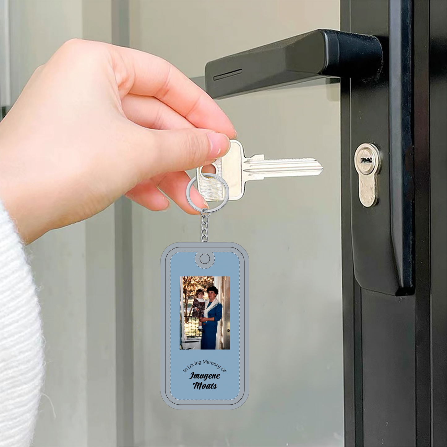 In Loving Memory Photo Keychain | Double-Sided Memorial QR Code