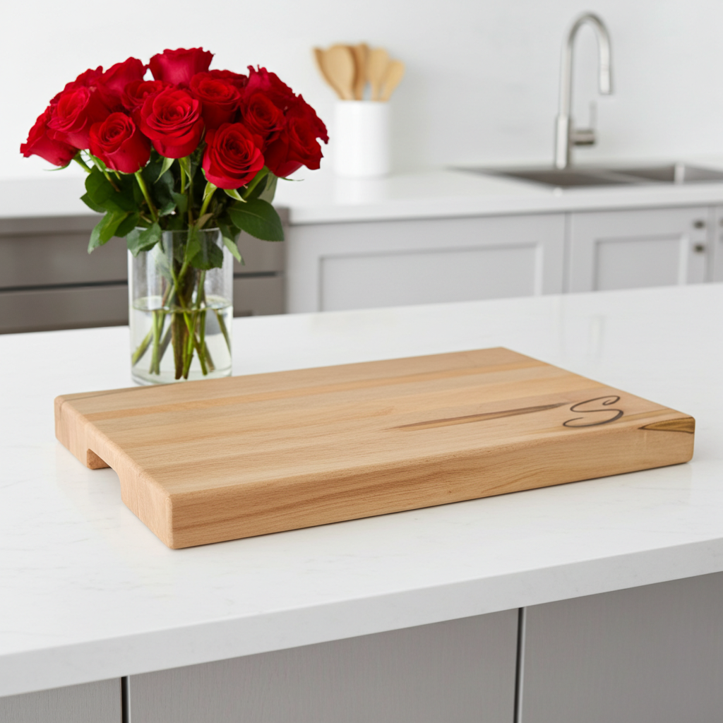 Handcrafted Ambrosia Maple & Cherry Cutting Board with Side Handles