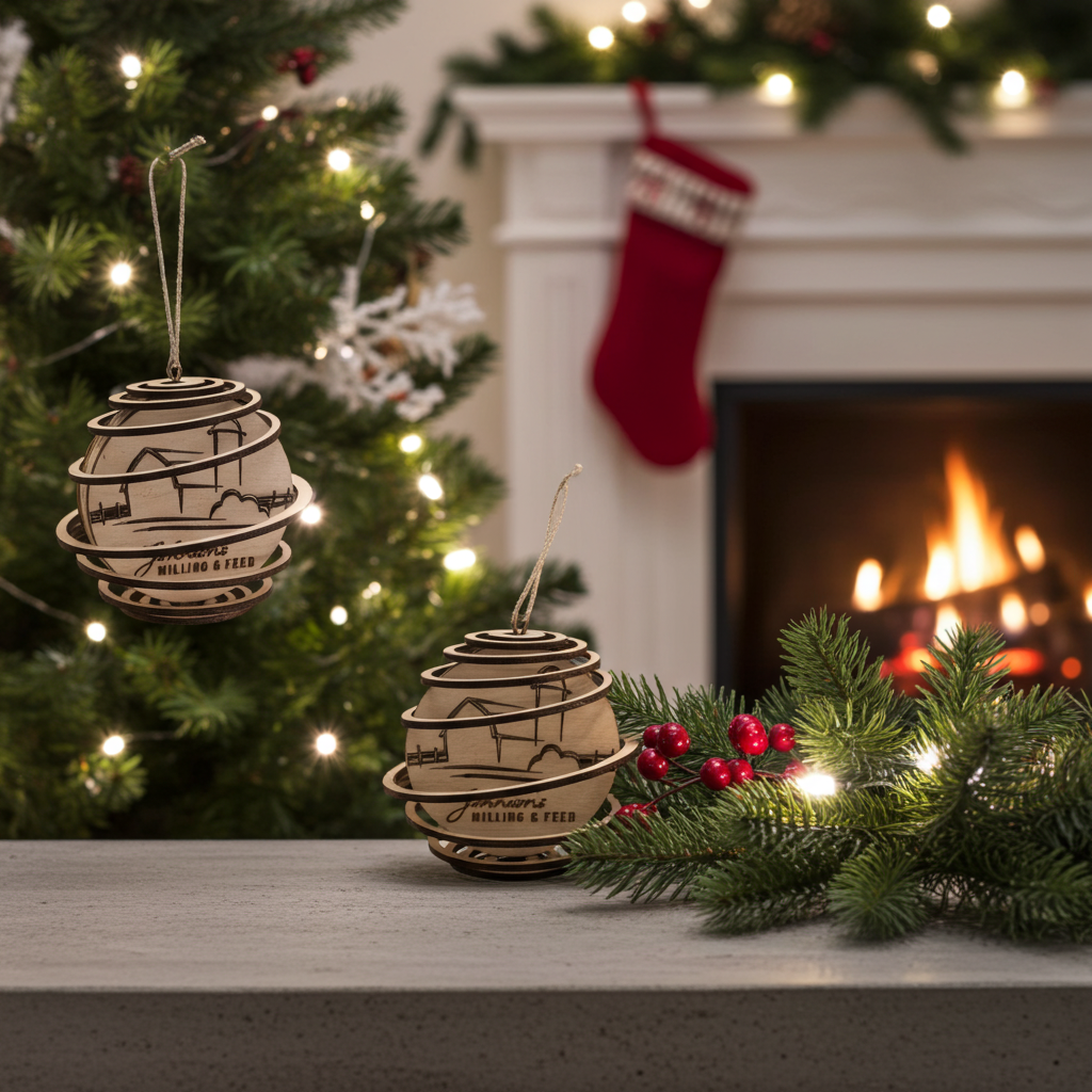 Custom Logo Wooden Spiral Ornaments