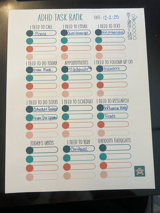 The ADHD Task Bank Notepad | 50-Page Brain Dump Organizer