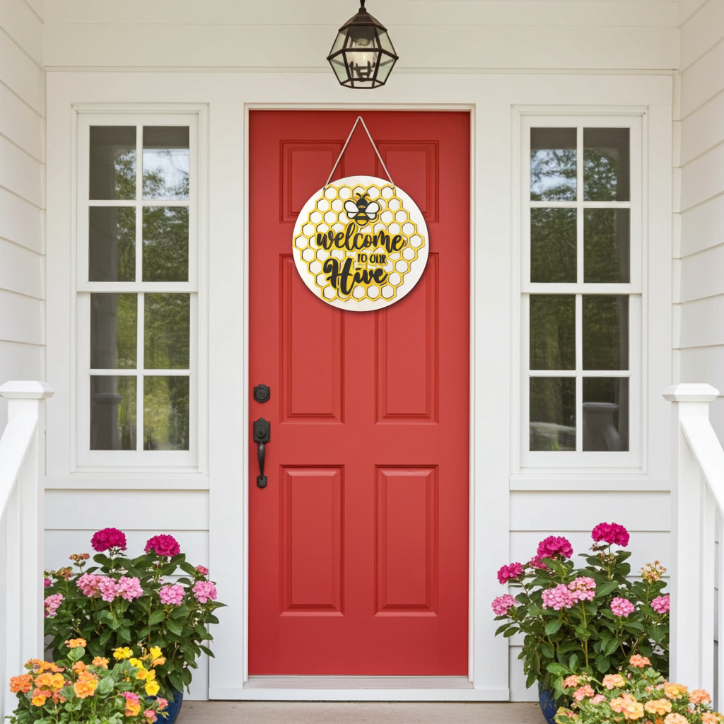 Welcome To Our Hive Bee Door Decor