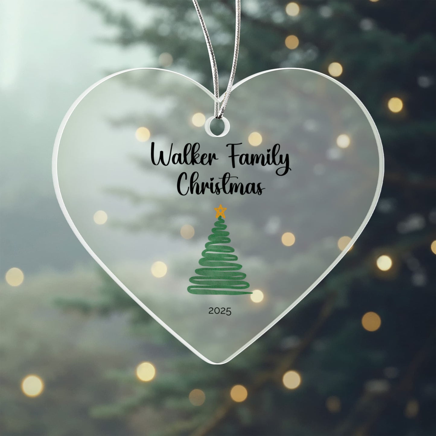 Personalized Family Tree Acrylic Heart Ornament