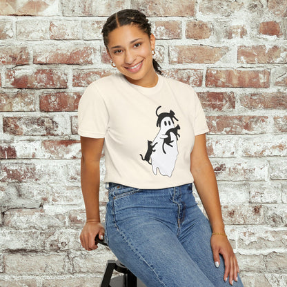 Spooky Ghost & Black Cats Comfort Colors Tee