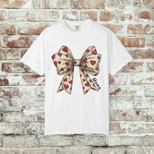 Personalizable Heart Bow T-Shirt — Cute Hand-Drawn Ribbon Design for Valentine's Day & Gifts