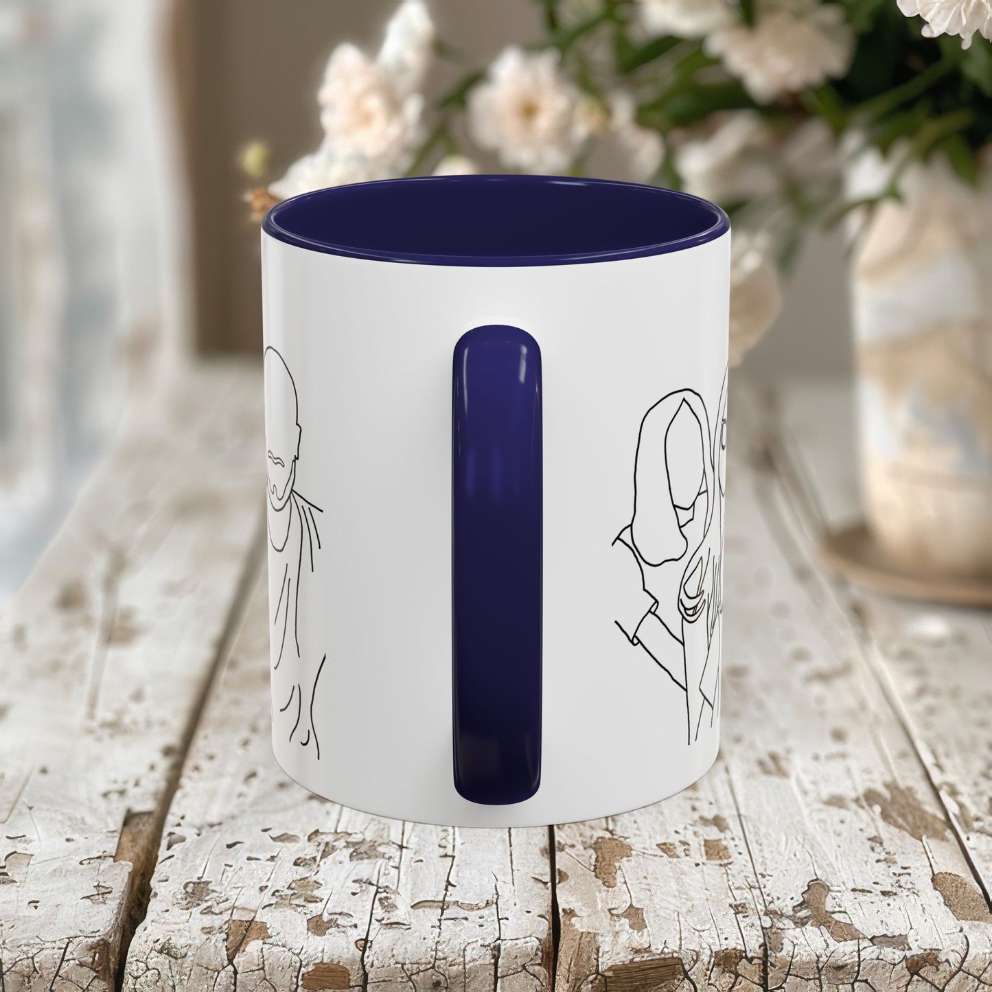 Personalized Family Portrait Mug, Custom Hand-Drawn Outline from Your Photo