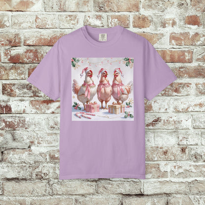 Christmas Chickens Coquette Pink Comfort Colors Shirt