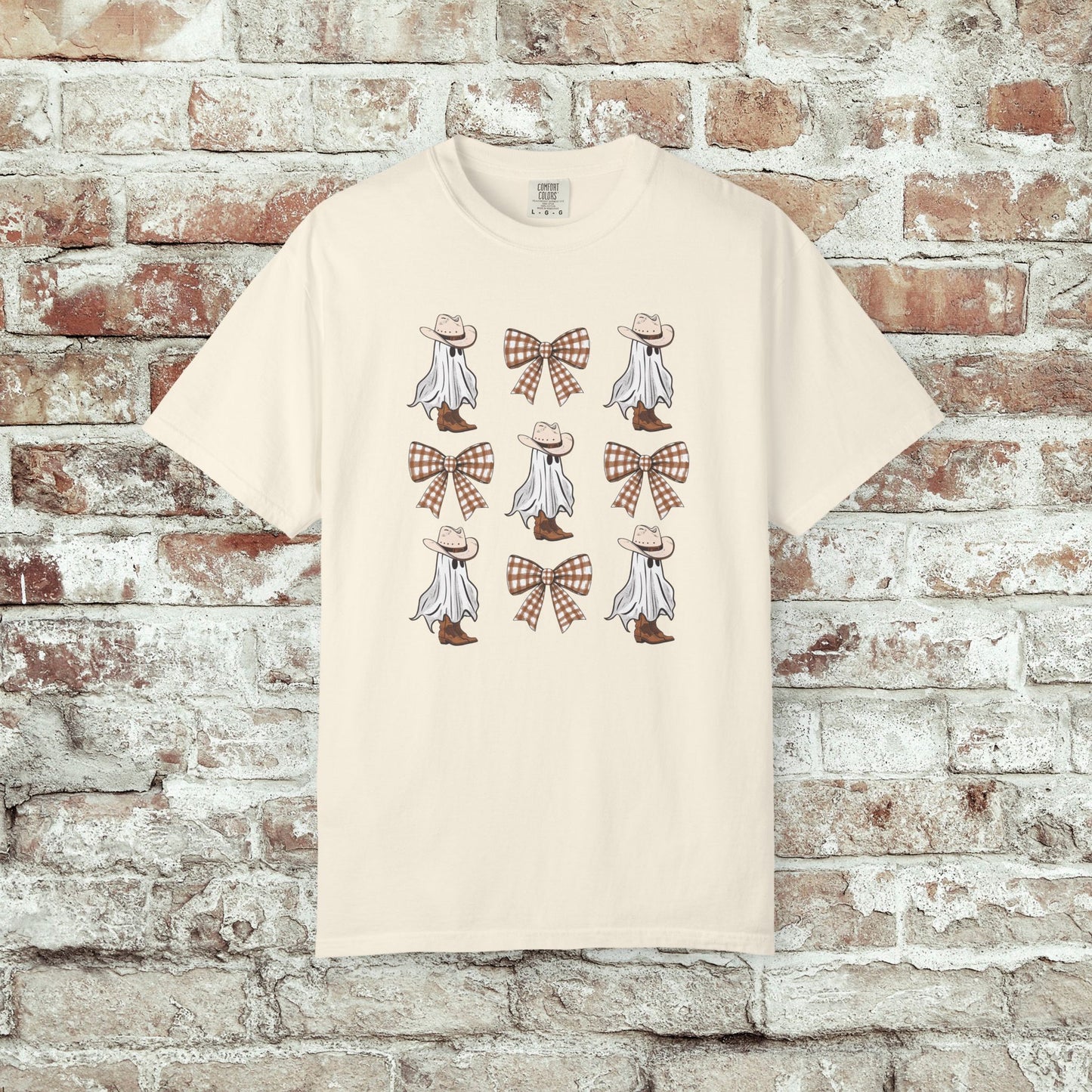 Cowboy Gingham Bow Ghost Halloween Tee