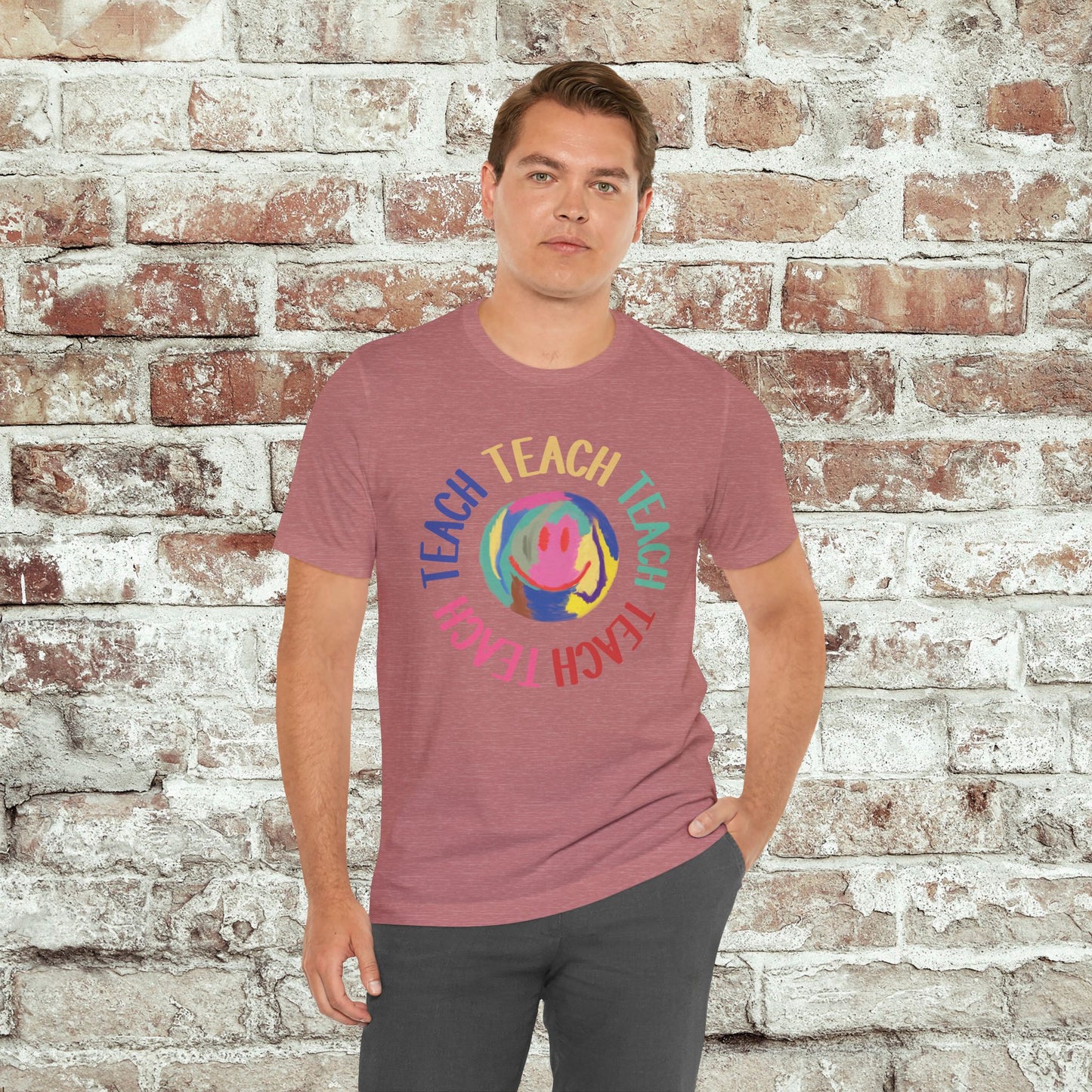 Unisex Soft-Style Teach Teach Teach Shirt for Teachers