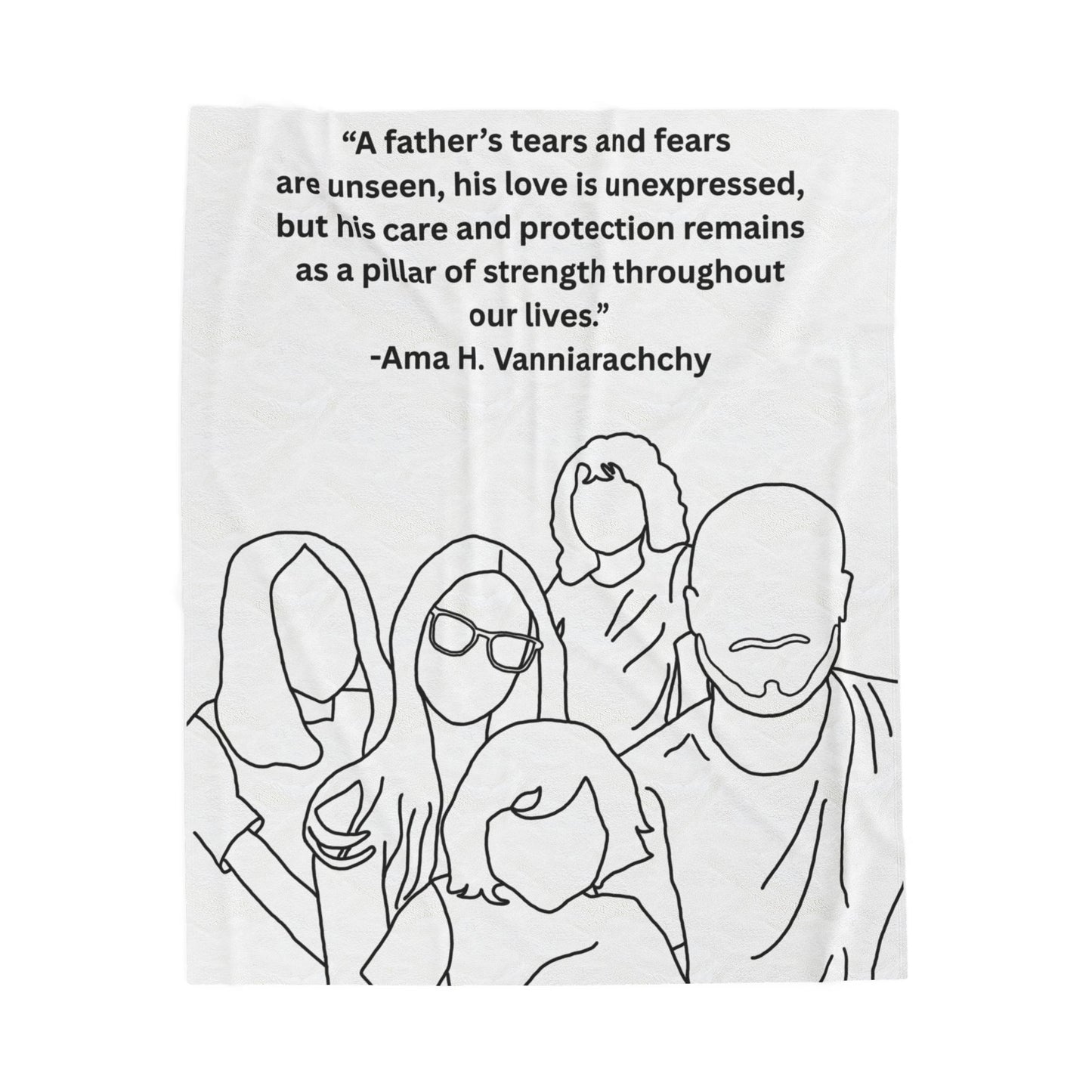 Custom Family Drawing Velveteen Plush Blanket