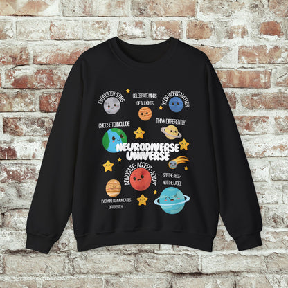 Neurodiverse Universe Crewneck Sweatshirt, Autism Acceptance Shirt, Mental Health Awareness, Choose to Include Tee Gift For Him or Her