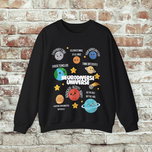 Neurodiverse Universe Crewneck Sweatshirt, Autism Acceptance Shirt, Mental Health Awareness, Choose to Include Tee Gift For Him or Her