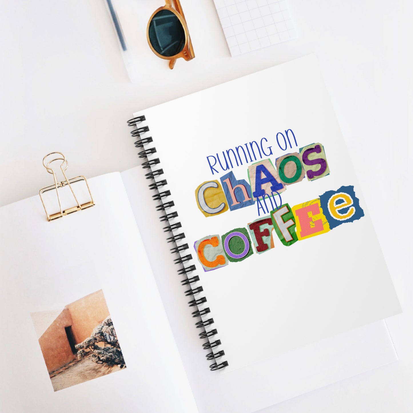 Running on Chaos and Coffee Spiral Notebook- 6" x 8"