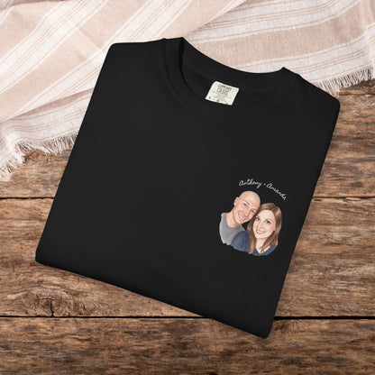 Photo Pocket Tee — Personalized Couple Portrait T‑Shirt