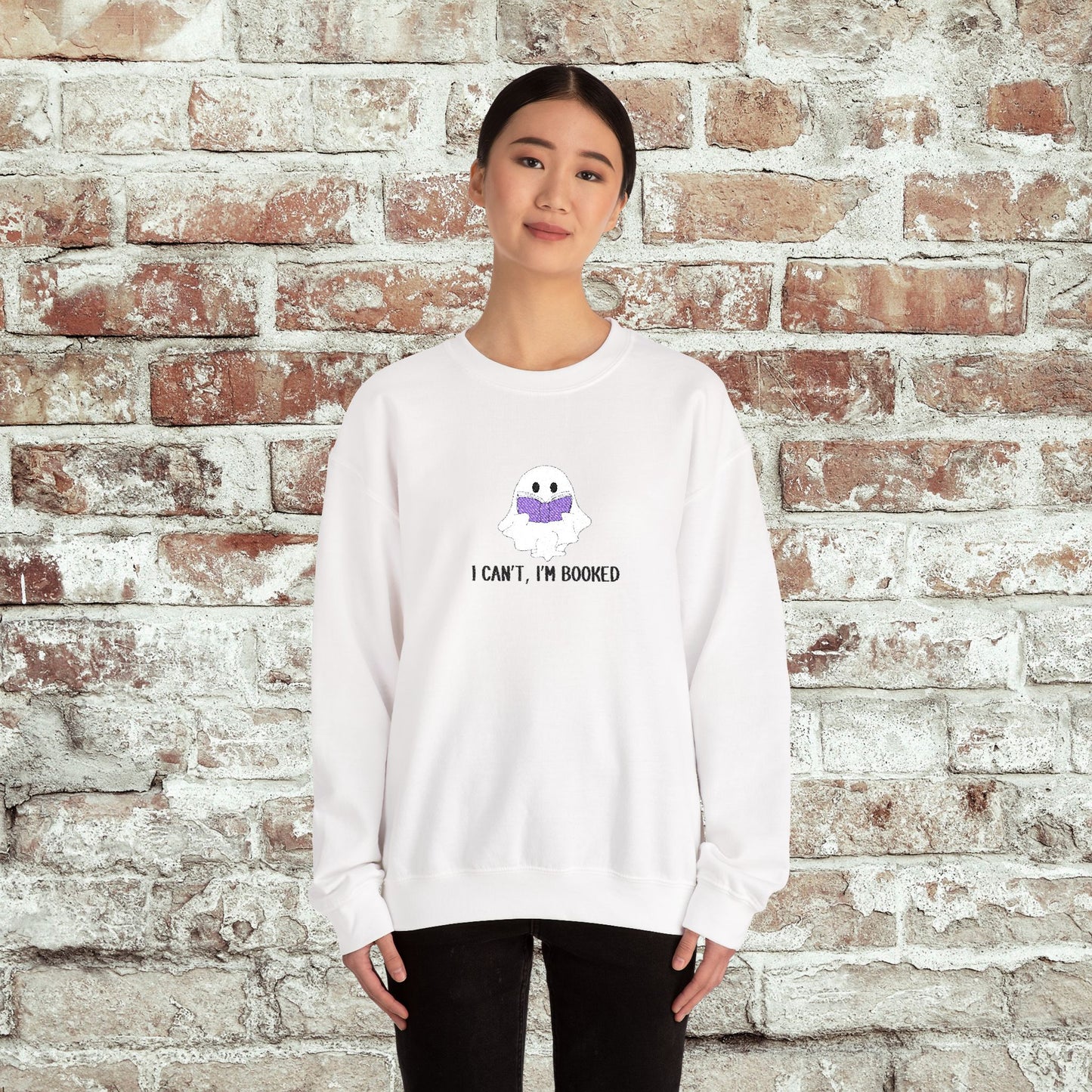 I Can't I'm Booked- EMBROIDERED Crewneck Sweatshirt