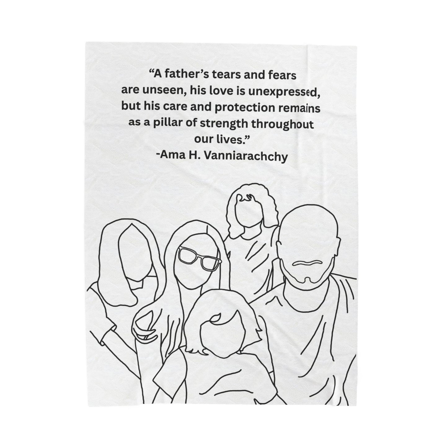 Custom Family Drawing Velveteen Plush Blanket