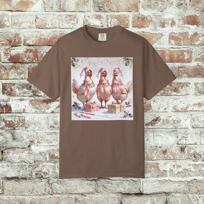 Christmas Chickens Coquette Pink Comfort Colors Shirt