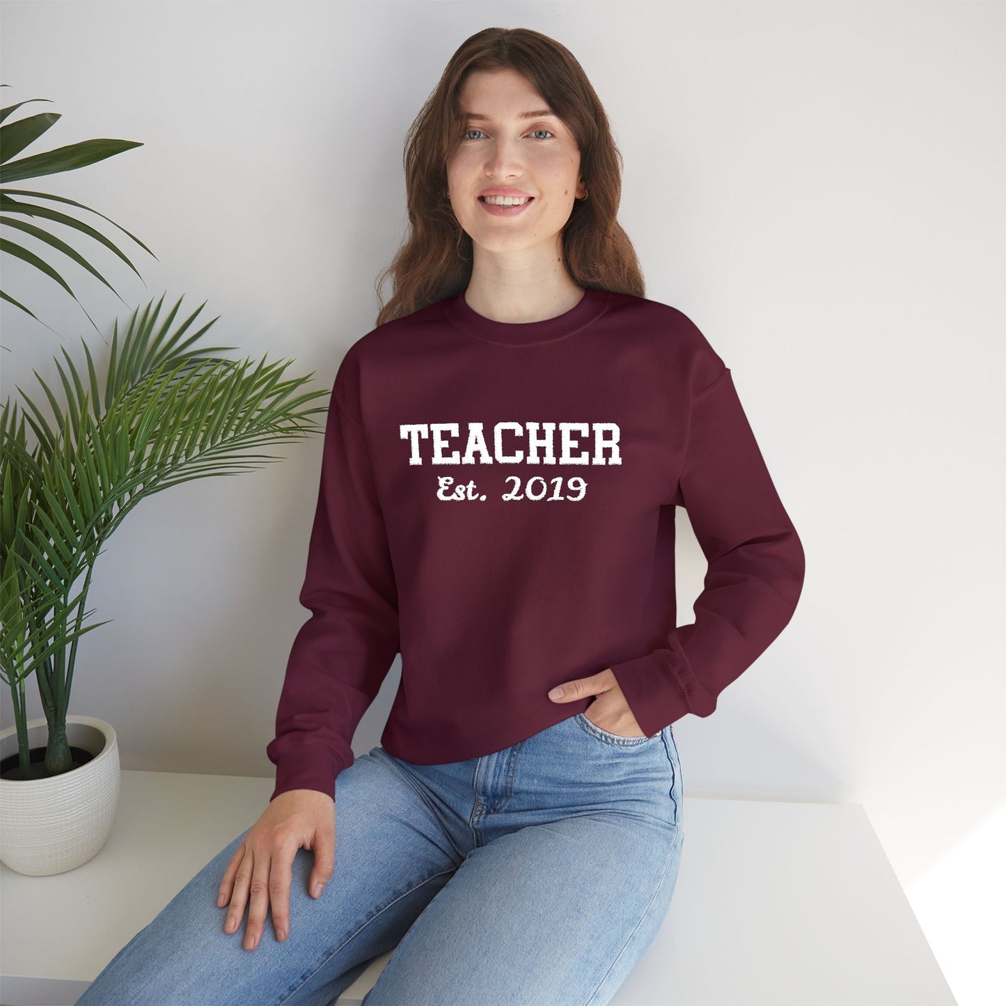 Embroidered Teacher Established (Custom Date) Sweatshirt