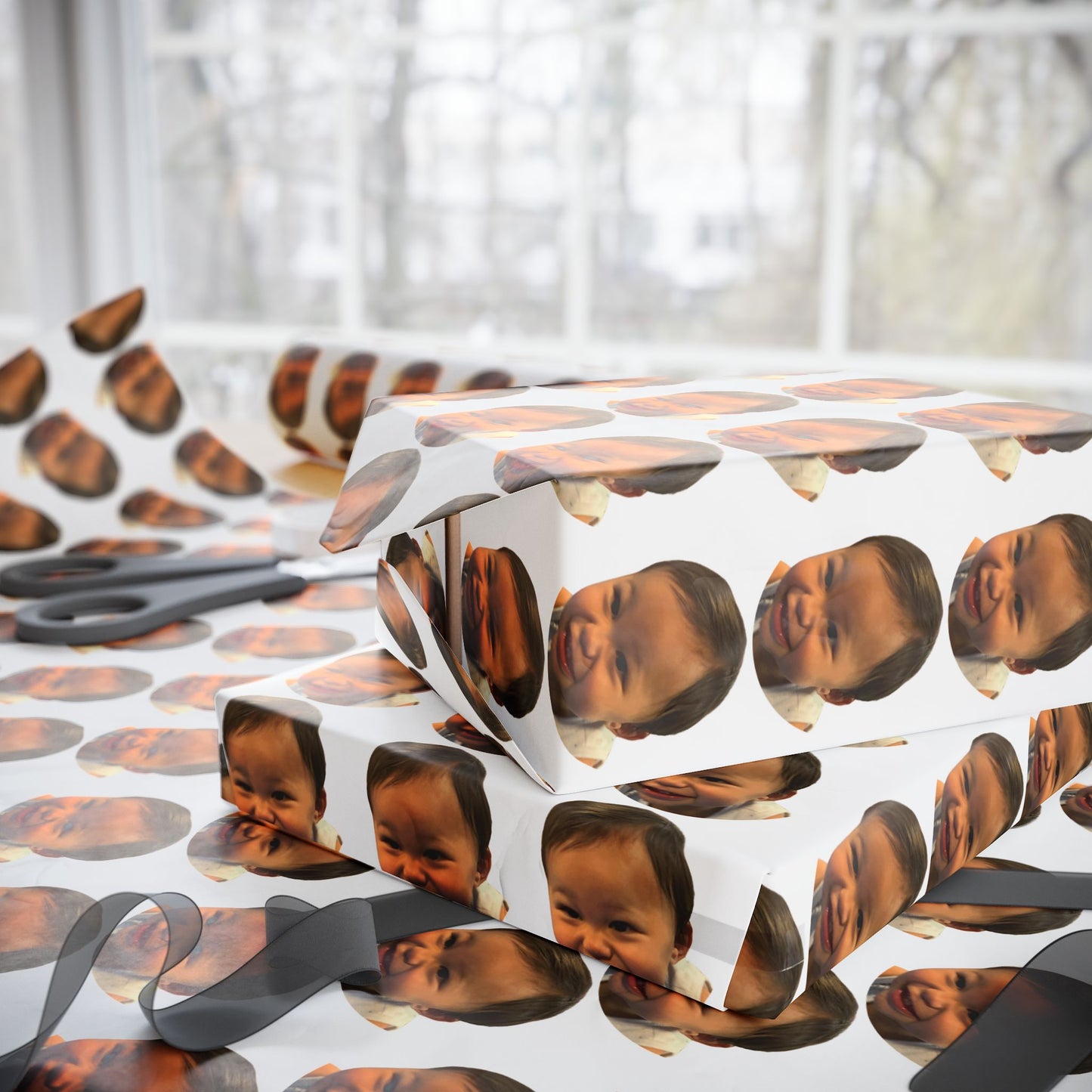 Custom Photo Wrapping Paper with Your Baby Dog Friend or Family