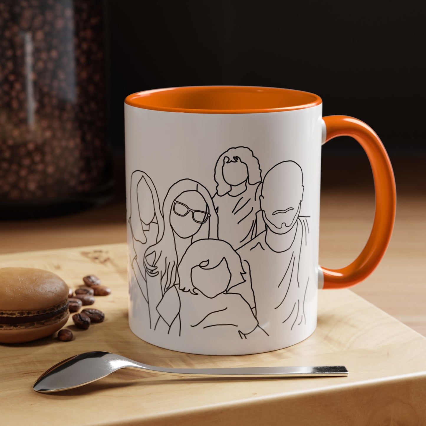 Personalized Family Portrait Mug, Custom Hand-Drawn Outline from Your Photo