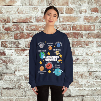Neurodiverse Universe Crewneck Sweatshirt, Autism Acceptance Shirt, Mental Health Awareness, Choose to Include Tee Gift For Him or Her