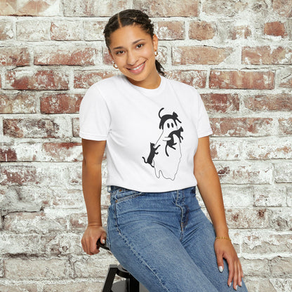 Spooky Ghost & Black Cats Comfort Colors Tee