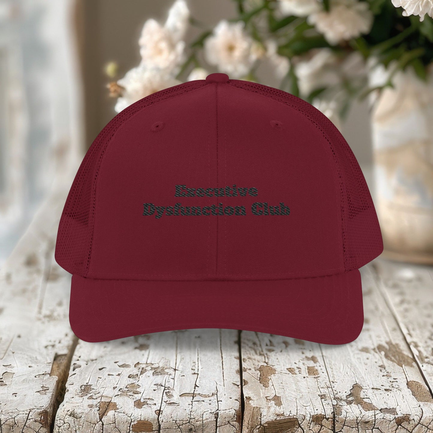 Embroidered Executive Dysfunction Club Richardson Trucker Cap