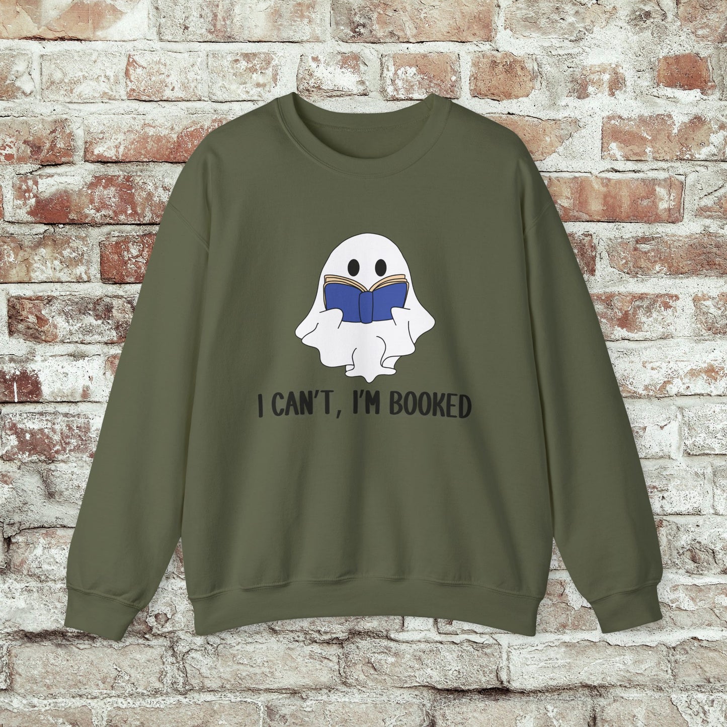 I Can't, I'm Booked, Ghost Crewneck Sweatshirt