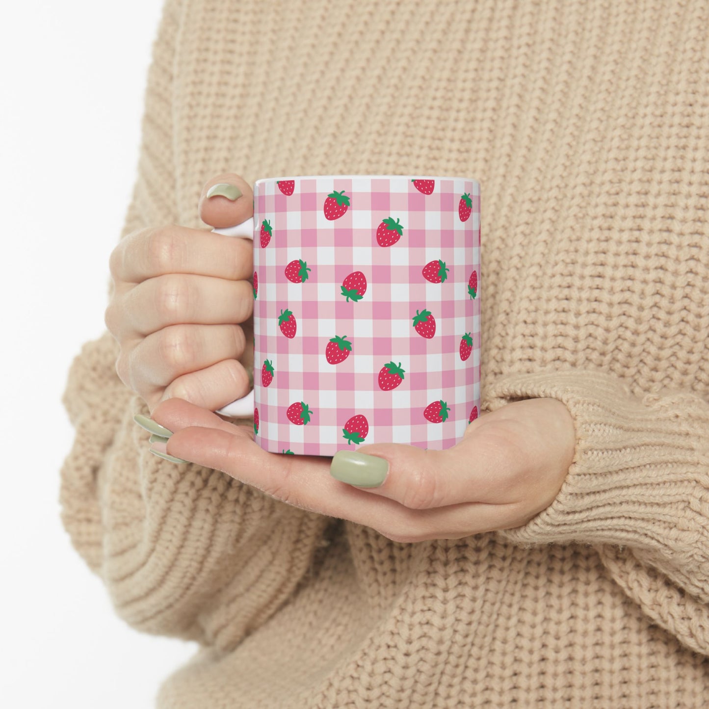 Whimsical Strawberry Ceramic Mug