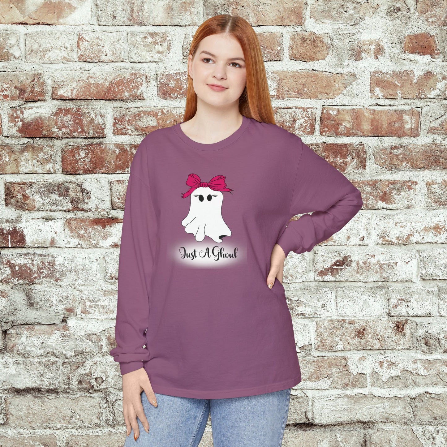 Just A Ghoul Long Sleeve Comfort Colors Shirt