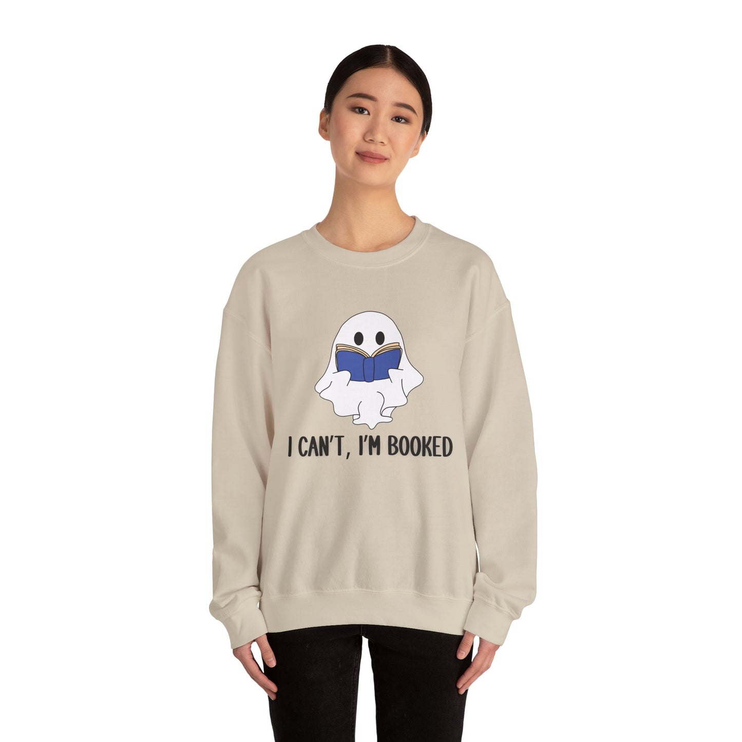 I Can't, I'm Booked, Ghost Crewneck Sweatshirt