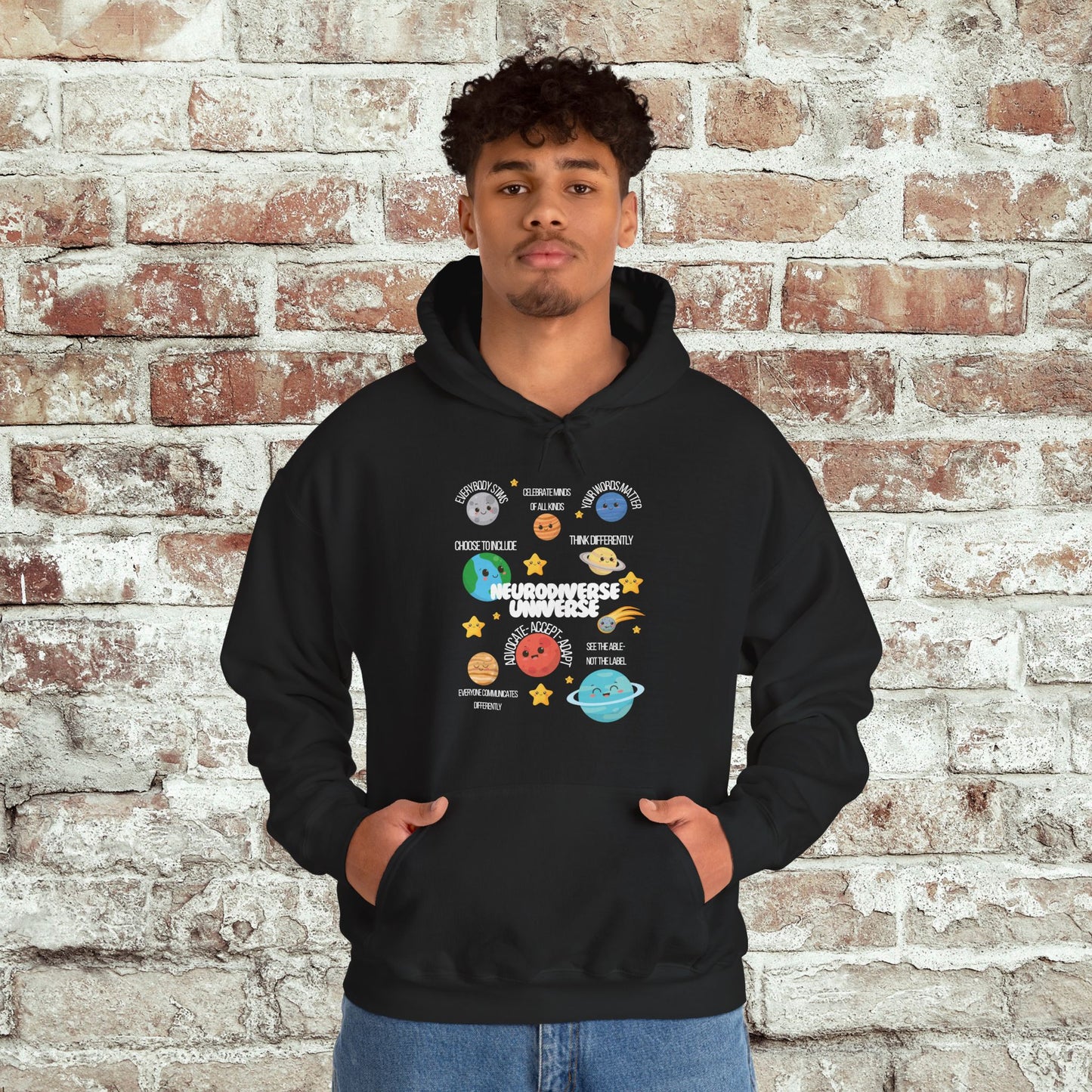Neurodiverse Universe Unisex Hoodie, Inclusive Sweatshirt, Gift for Neurodiversity Awareness, Choose To Include, Teacher Parent Mom Dad Kid