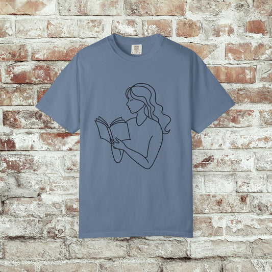 Reading Girl Outline T-Shirt