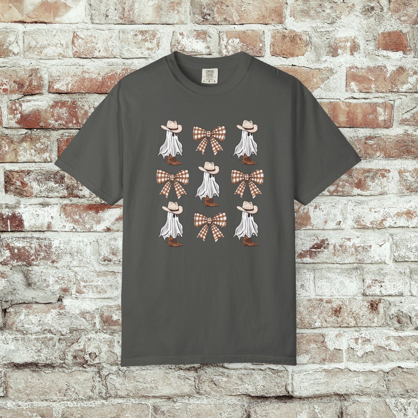 Cowboy Gingham Bow Ghost Halloween Tee