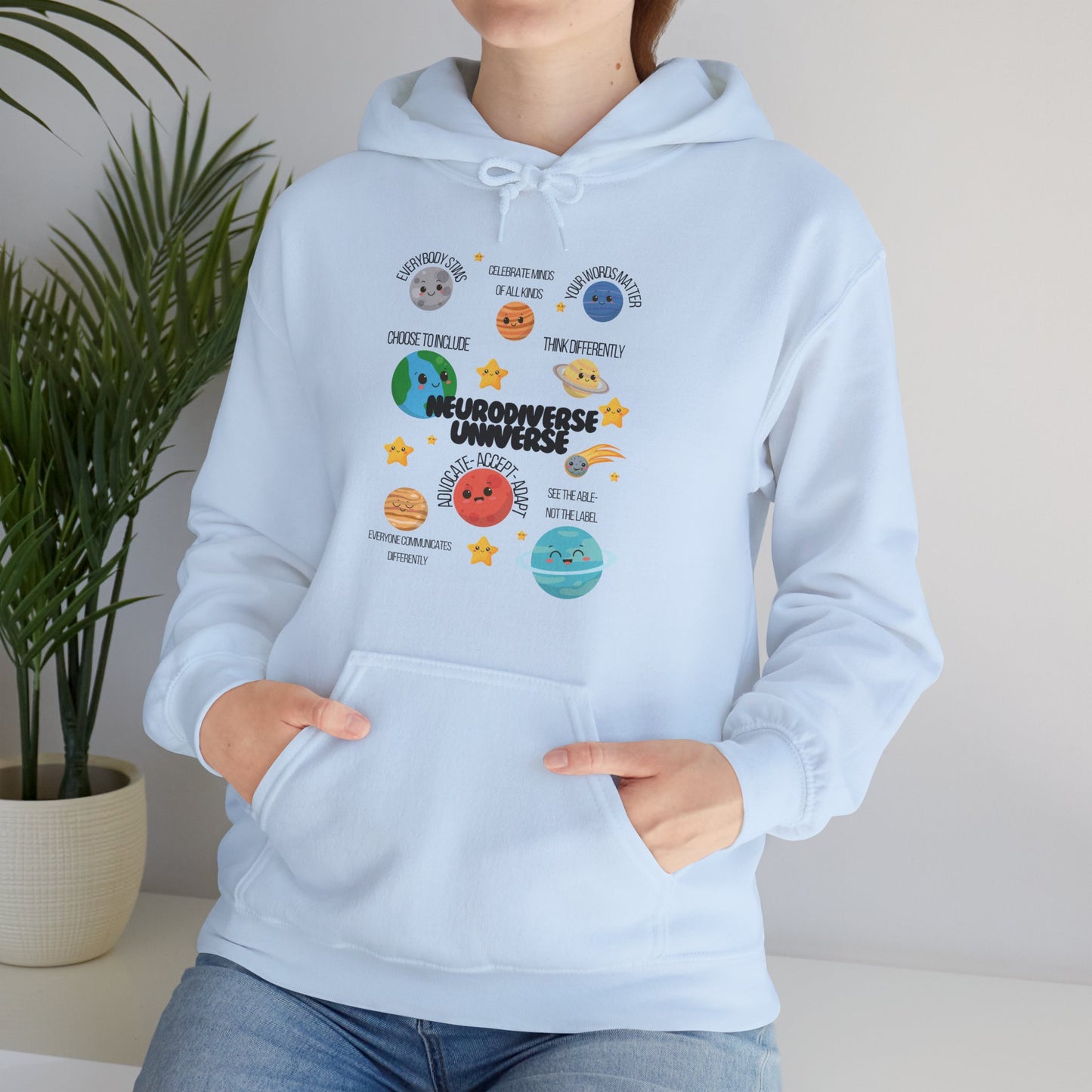 Neurodiverse Universe Unisex Hoodie, Inclusive Sweatshirt, Gift for Neurodiversity Awareness, Choose To Include, Teacher Parent Mom Dad Kid