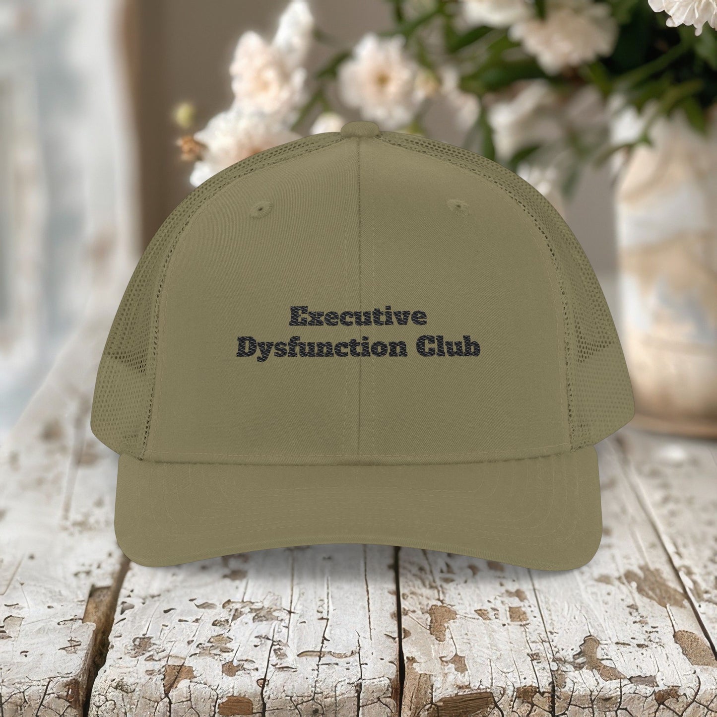 Embroidered Executive Dysfunction Club Richardson Trucker Cap