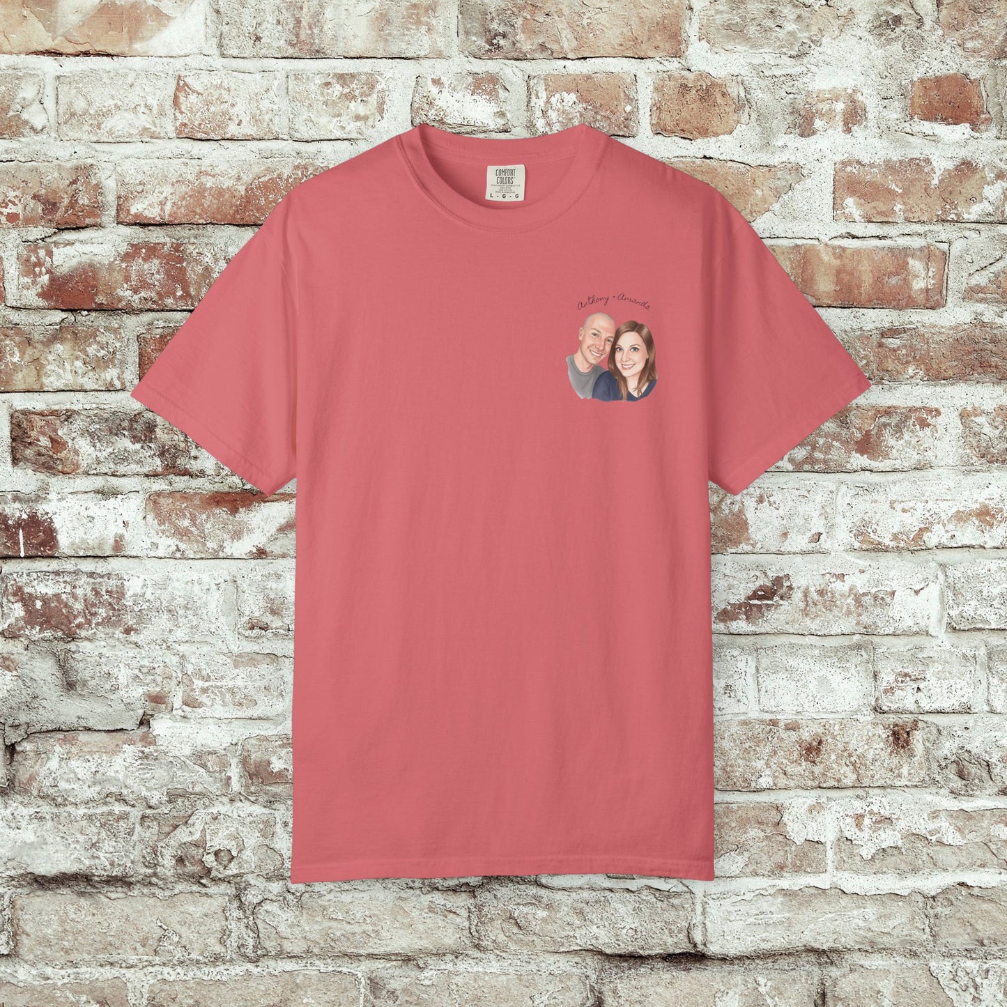 Photo Pocket Tee — Personalized Couple Portrait T‑Shirt