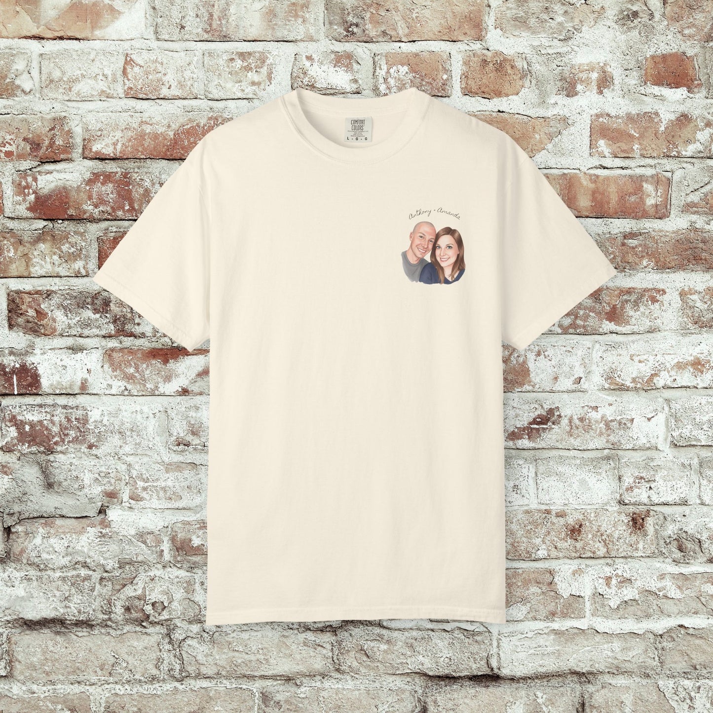 Photo Pocket Tee — Personalized Couple Portrait T‑Shirt