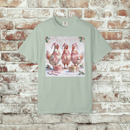 Christmas Chickens Coquette Pink Comfort Colors Shirt