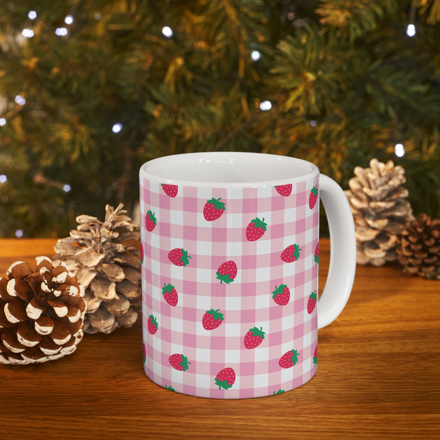Whimsical Strawberry Ceramic Mug