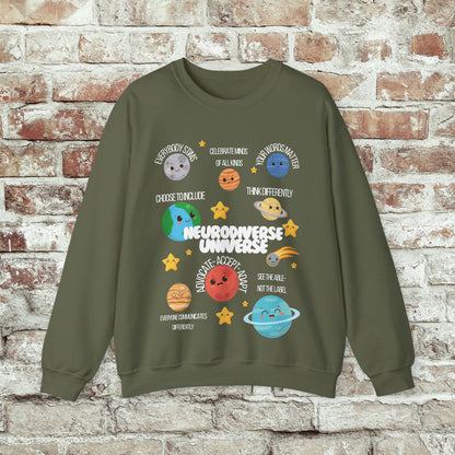 Neurodiverse Universe Crewneck Sweatshirt, Autism Acceptance Shirt, Mental Health Awareness, Choose to Include Tee Gift For Him or Her
