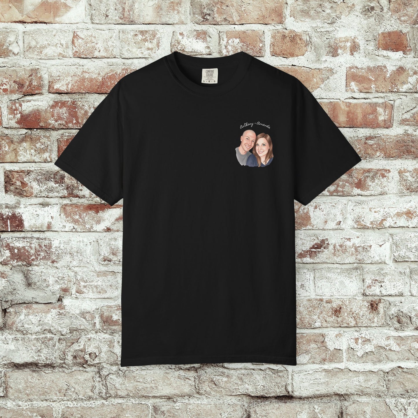 Photo Pocket Tee — Personalized Couple Portrait T‑Shirt