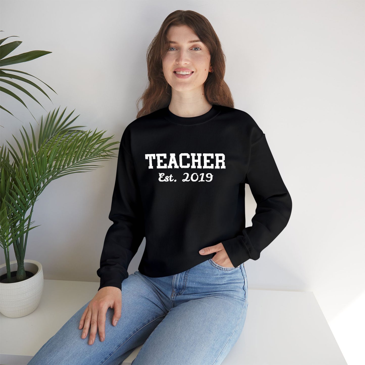 Embroidered Teacher Established (Custom Date) Sweatshirt