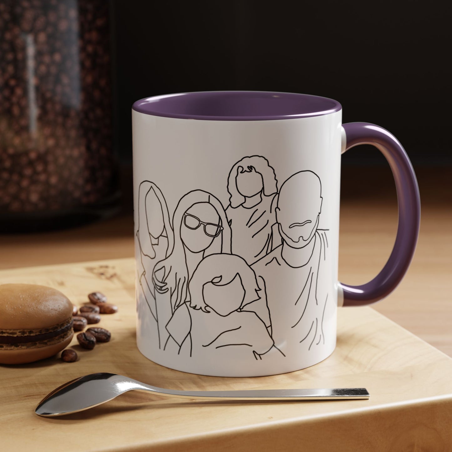Personalized Family Portrait Mug, Custom Hand-Drawn Outline from Your Photo