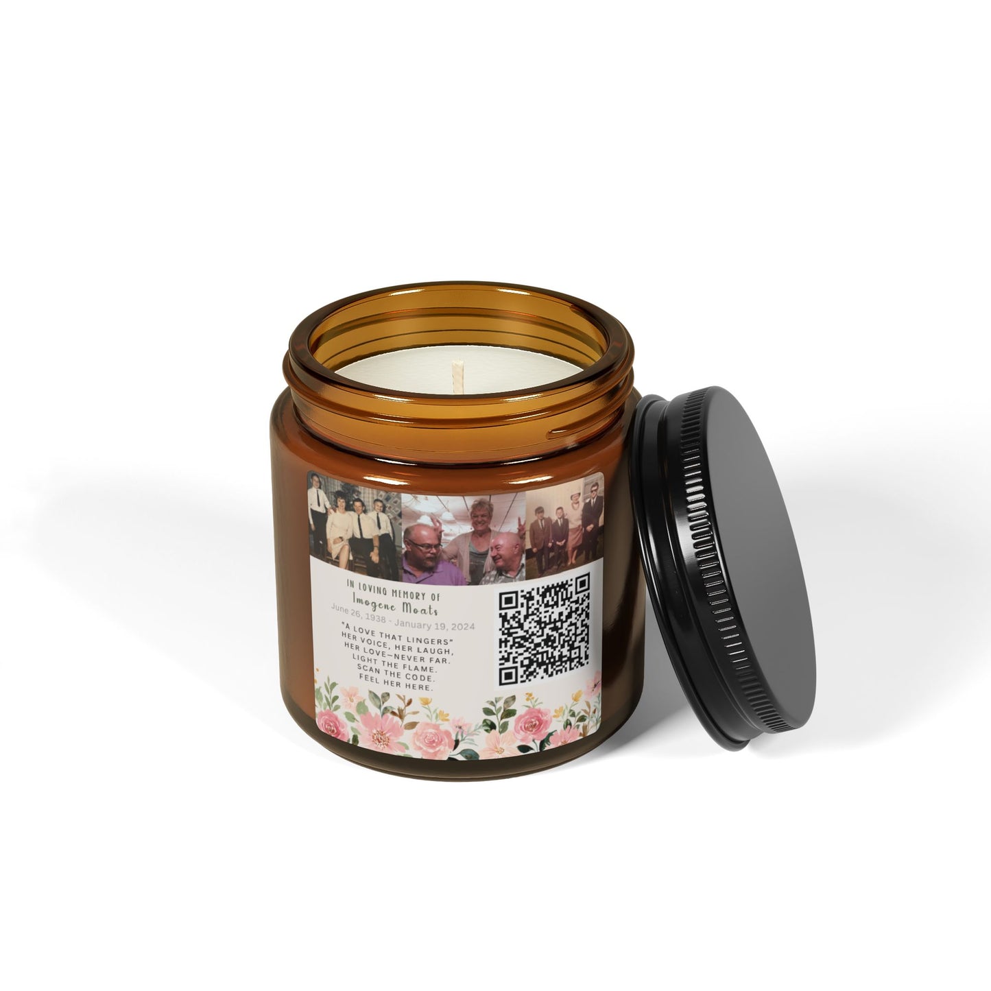 Memorial Soy Candle with Photo & QR Code