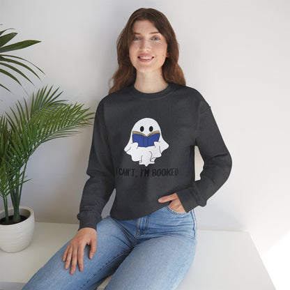 I Can't, I'm Booked, Ghost Crewneck Sweatshirt