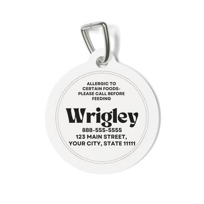 Personalized Pet Tag - Allergic Food Alert, Dog Cat ID, Safety Collar Tag, Customized Pet Jewelry, Animal Name Tag
