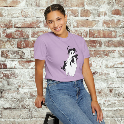Spooky Ghost & Black Cats Comfort Colors Tee