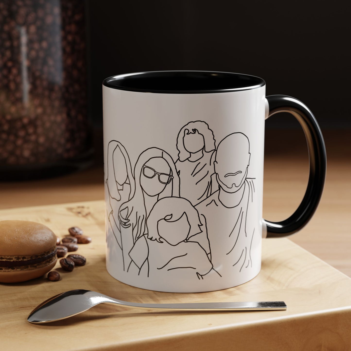 Personalized Family Portrait Mug, Custom Hand-Drawn Outline from Your Photo