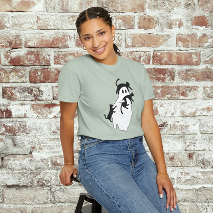 Spooky Ghost & Black Cats Comfort Colors Tee